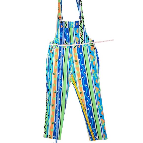 Shinesty Colorful Geometric Wild Print Bib Overalls Retro Look Size Men Medium - Picture 9 of 9